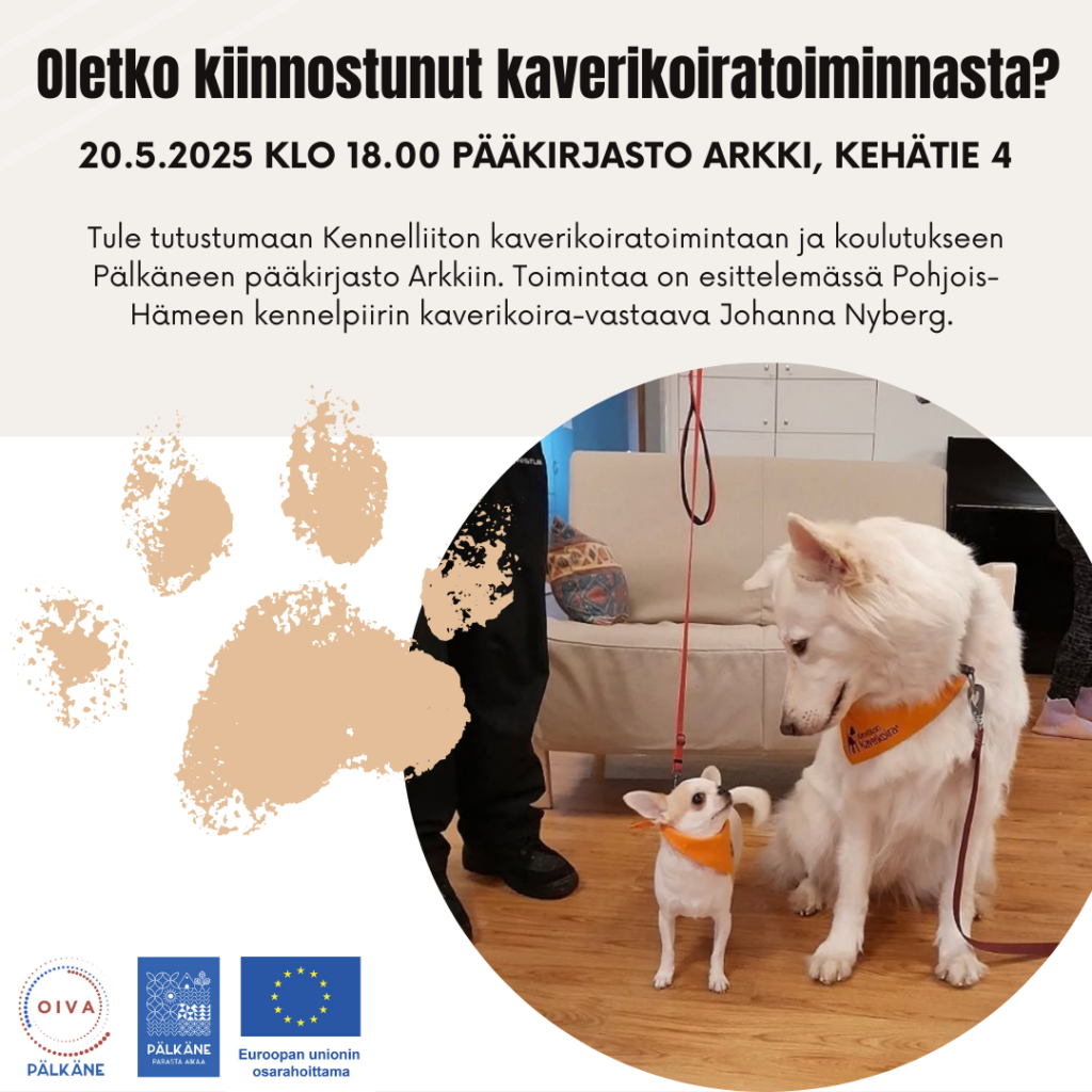 juliste, jossa on kuva isosta ja pienestä koirasta 