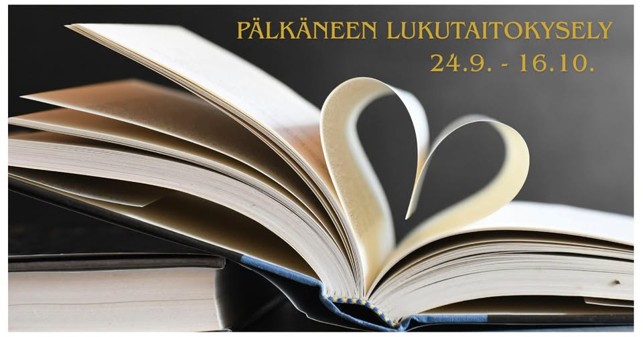kuvassa avoin kirja, jonka kahdesta sivusta muodostuu sydän
